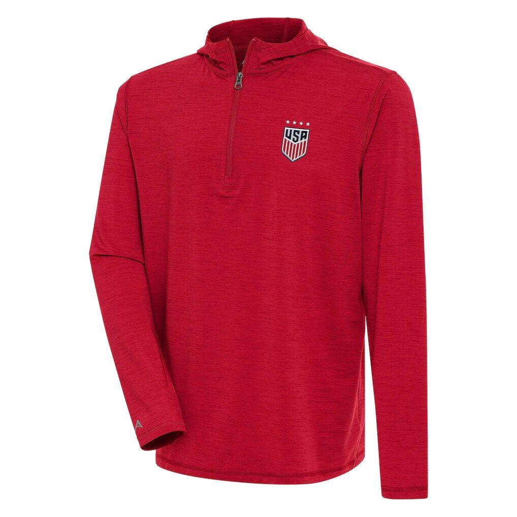USWNT Antigua Tidy Quarter-Zip Hoodie - Heather Red