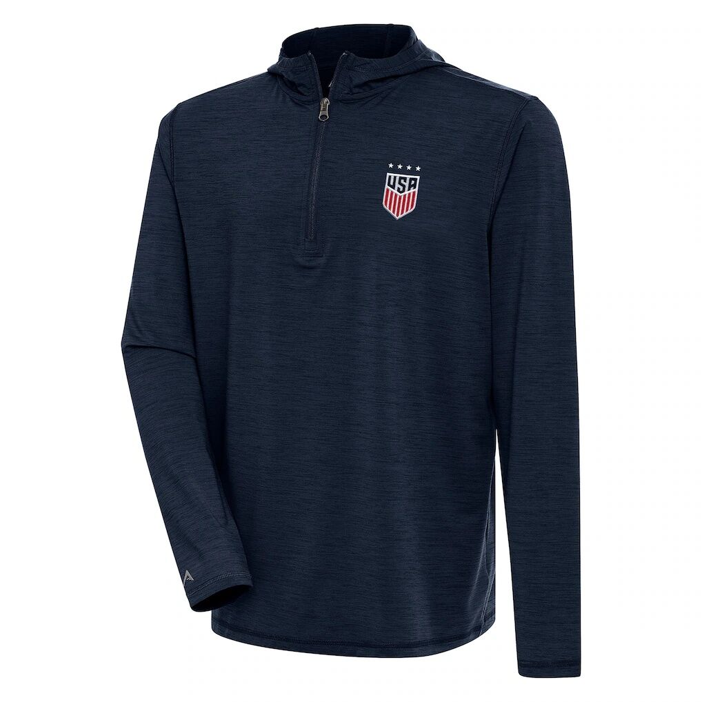 USWNT Antigua Tidy Quarter-Zip Hoodie - Heather Navy