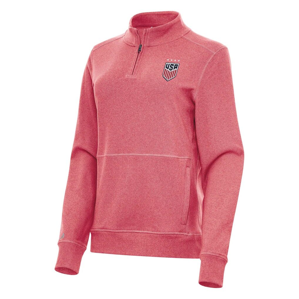 USWNT Antigua Women's Crush Quarter-Zip Top - Heather Red