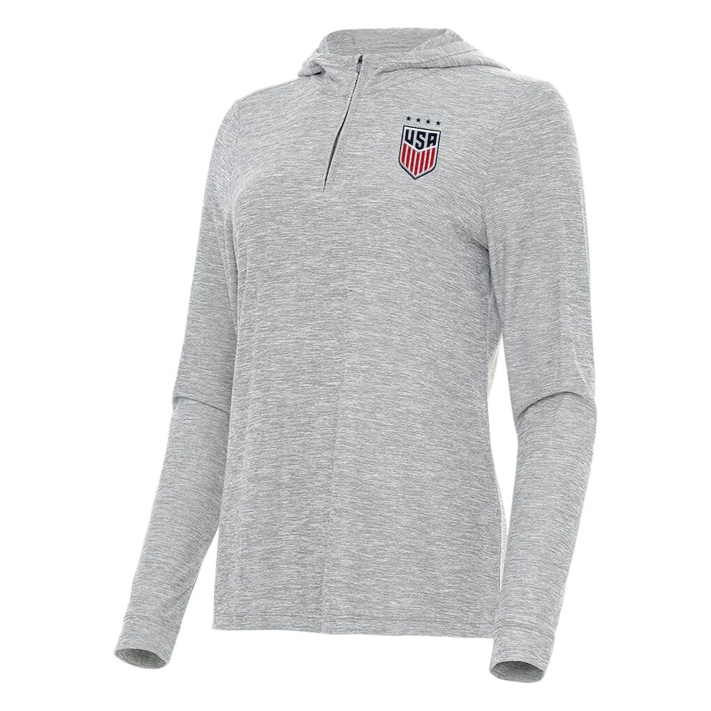 USWNT Antigua Women's Daybreak Quarter-Zip Hoodie - Heather Gray
