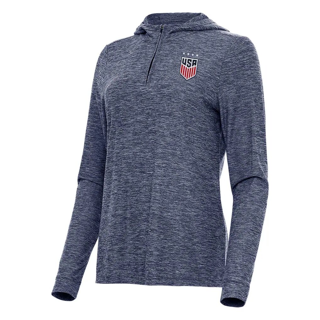 USWNT Antigua Women's Daybreak Quarter-Zip Hoodie - Heather Navy