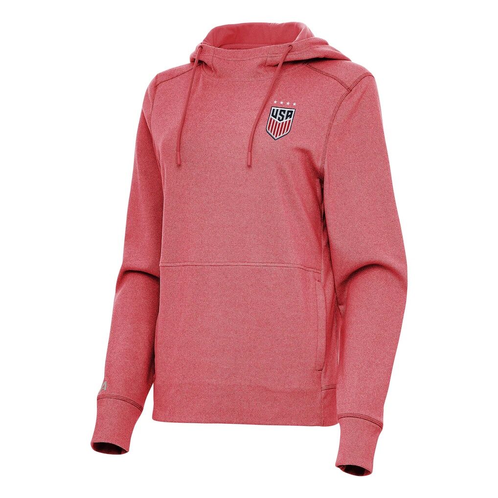 USWNT Antigua Women's Justice Pullover Hoodie - Heather Red