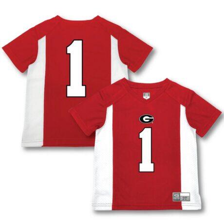 #1 Georgia Bulldogs Garb Toddler Football Jersey - Red - Front View