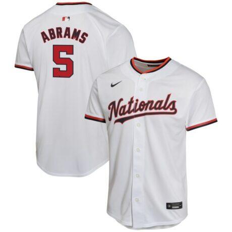 CJ Abrams Washington Nationals Nike Youth Home Game Player Jersey - White - Front View