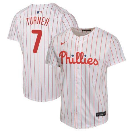 Trea Turner Philadelphia Phillies Nike Youth Home Game Player Jersey - White - Front View