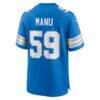 Giovanni Manu Detroit Lions Nike Team Game Jersey - Blue - Detail View