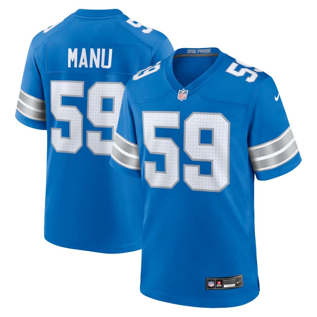 Giovanni Manu Detroit Lions Nike Team Game Jersey