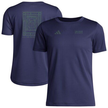San Diego FC adidas Youth Local Wrap T-Shirt - Navy - Front View