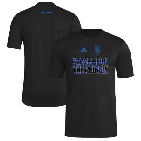 San Jose Earthquakes adidas 2025 Jersey Hook AEROREADY T-Shirt - Black - Front View