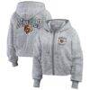 Cincinnati Bengals WEAR by Erin Andrews Women's Speckled Fleece Cropped Full-Zip Hoodie - - Front View