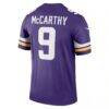 J.J. McCarthy Minnesota Vikings Nike Legend Player Performance Top - Purple - Detail View