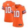 Bo Nix Denver Broncos Nike Women's Mile High Collection 1977 Throwback Player Game Jersey - Orange - Front View