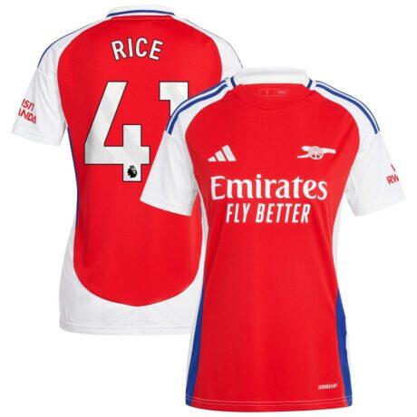 Declan Rice Arsenal adidas Women's 2024/25 Home Replica Player Jersey – Red - - Front View