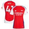Declan Rice Arsenal adidas Women's 2024/25 Home Replica Player Jersey - Red - Front View