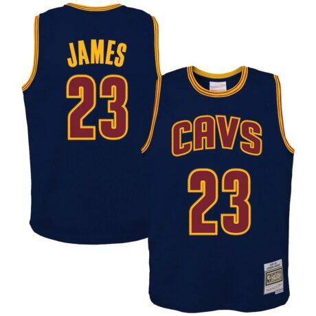 LeBron James Cleveland Cavaliers Mitchell & Ness Youth 2015/16 Hardwood Classics Swingman Jersey - Navy - Front View