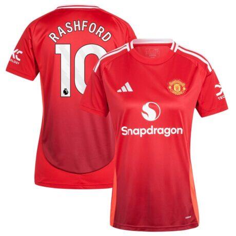 Marcus Rashford Manchester United adidas Women's 2024/25 Home Replica Player Jersey - Red - Front View