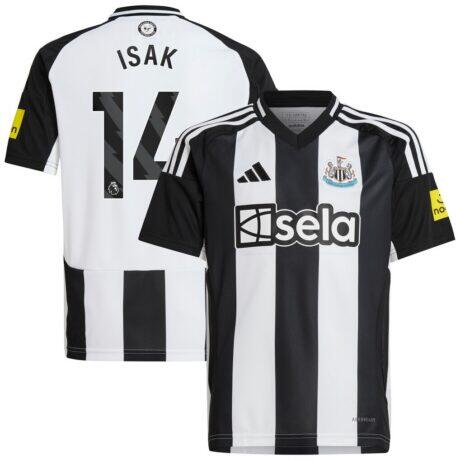 Alexander Isak Newcastle United adidas Youth 2024/25 Home Replica Player Jersey - Black - Front View