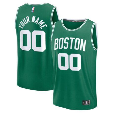 Boston Celtics Fanatics Fast Break Custom Jersey - Icon Edition - Kelly Green - Front View
