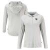 Jacksonville Jaguars Cutter & Buck Women's Coastline Epic Comfort Eco Recycled Long Sleeve Hoodie T-Shirt - Gray - Front View
