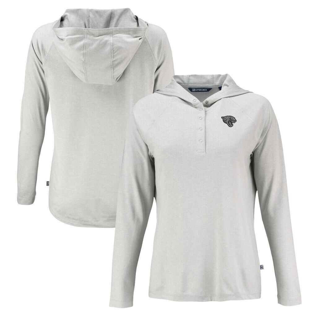 Jacksonville Jaguars Cutter & Buck Women's Coastline Epic Comfort Eco Recycled Long Sleeve Hoodie T-Shirt