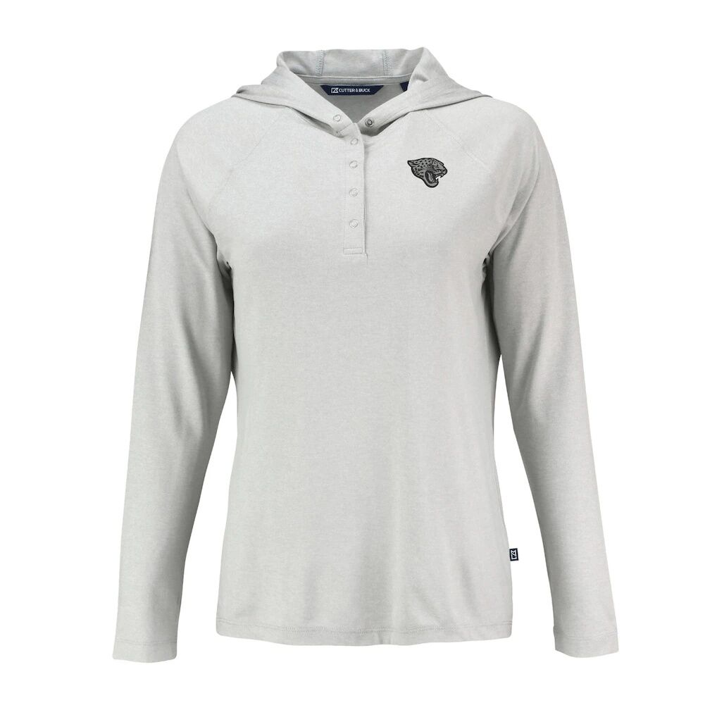 Jacksonville Jaguars Cutter & Buck Women's Coastline Epic Comfort Eco Recycled Long Sleeve Hoodie T-Shirt
