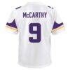 J.J. McCarthy Minnesota Vikings Nike Youth Game Jersey - White - Detail View