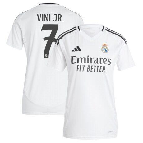 Vini Jr. Real Madrid adidas Women's 2024/25 Home Replica Player Jersey - White - Front View