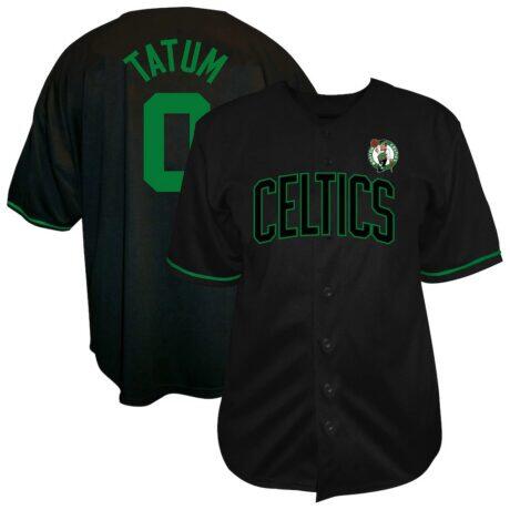 Jayson Tatum Boston Celtics Profile Big & Tall Name & Number Button-Up Jersey - Black - Front View