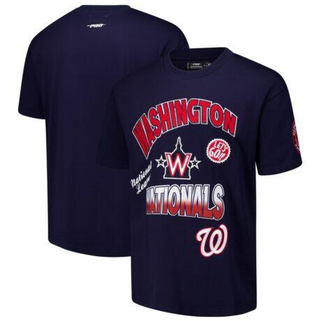 Washington Nationals Pro Standard Turn It Up Dropped Shoulder T-Shirt - Navy - Front View