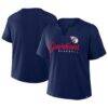 Cleveland Guardians Fashion7 Women's Fan Fave Stadium Slub Boxy Notch Neck T-Shirt - Navy - Front View