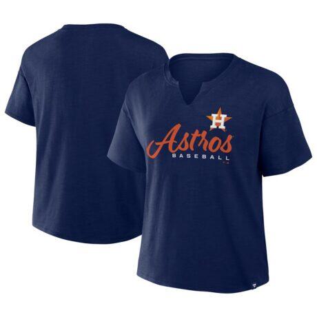 Houston Astros Fashion7 Women's Fan Fave Stadium Slub Boxy T-Shirt - Navy - Front View