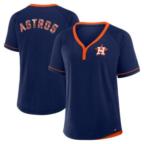 Houston Astros Fashion7 Women's League Diva Star Raglan V-Neck T-Shirt - Navy - Front View