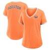 Houston Astros Fashion7 Women's Binge Worthy Stadium Slub V-Neck T-Shirt - Orange - Front View