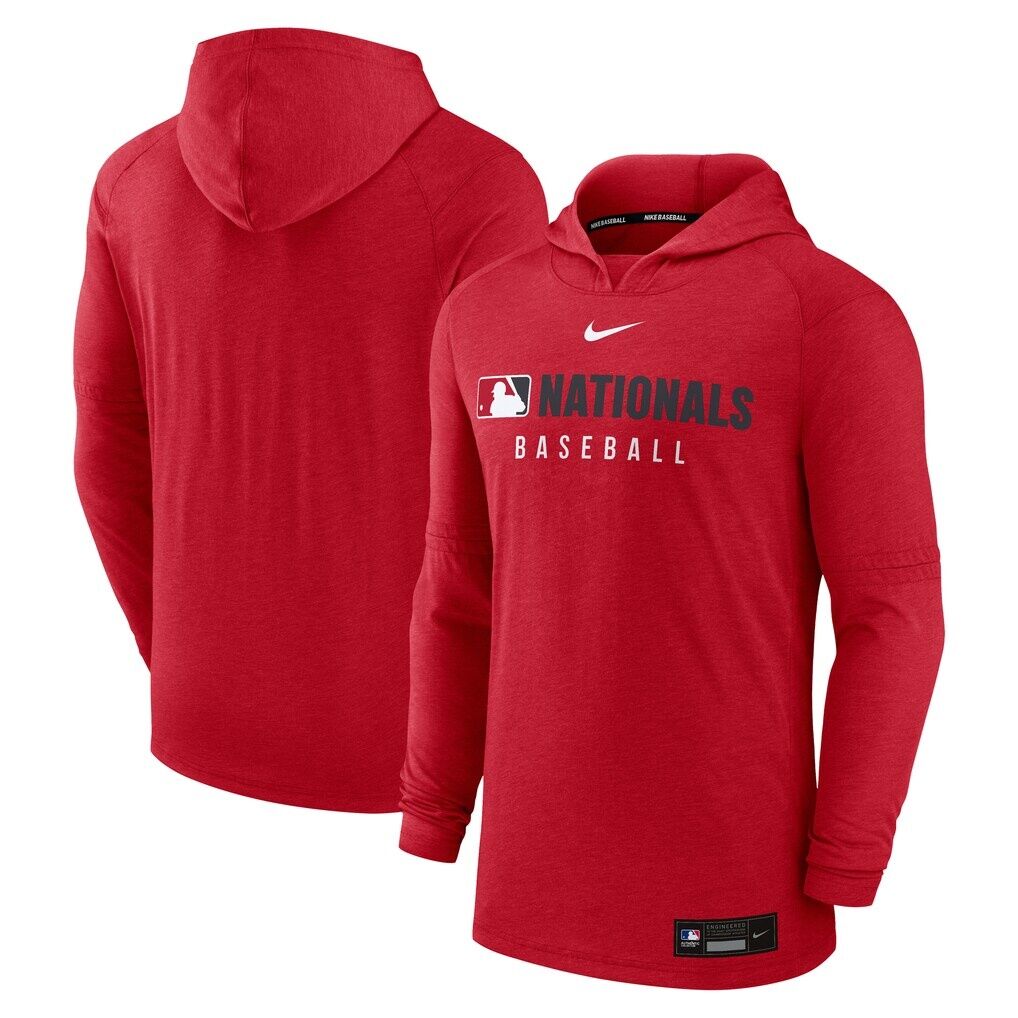 Washington Nationals Nike Authentic Collection Lightweight Dri-FIT Hoodie – Heather Red