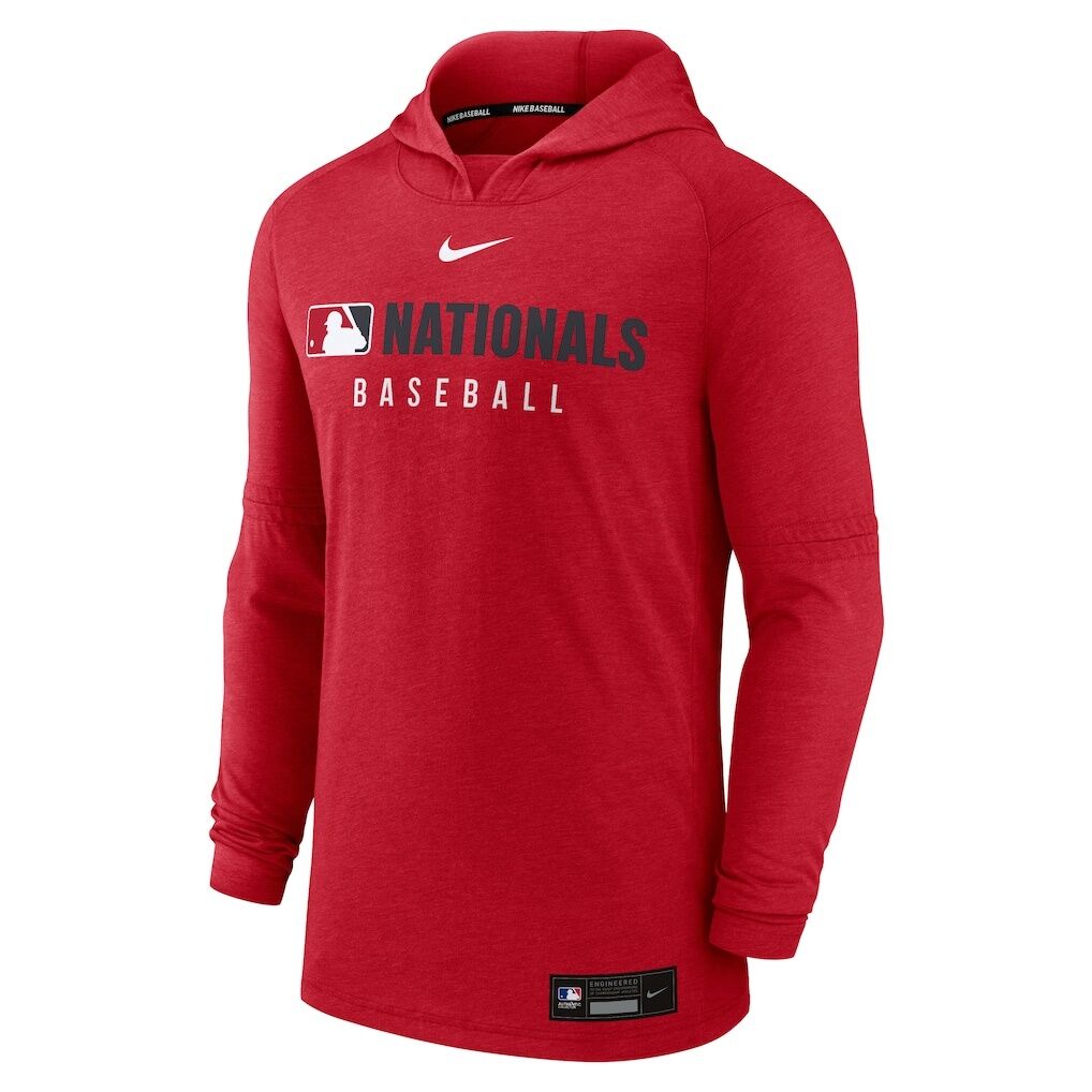 Washington Nationals Nike Authentic Collection Lightweight Dri-FIT Hoodie – Heather Red
