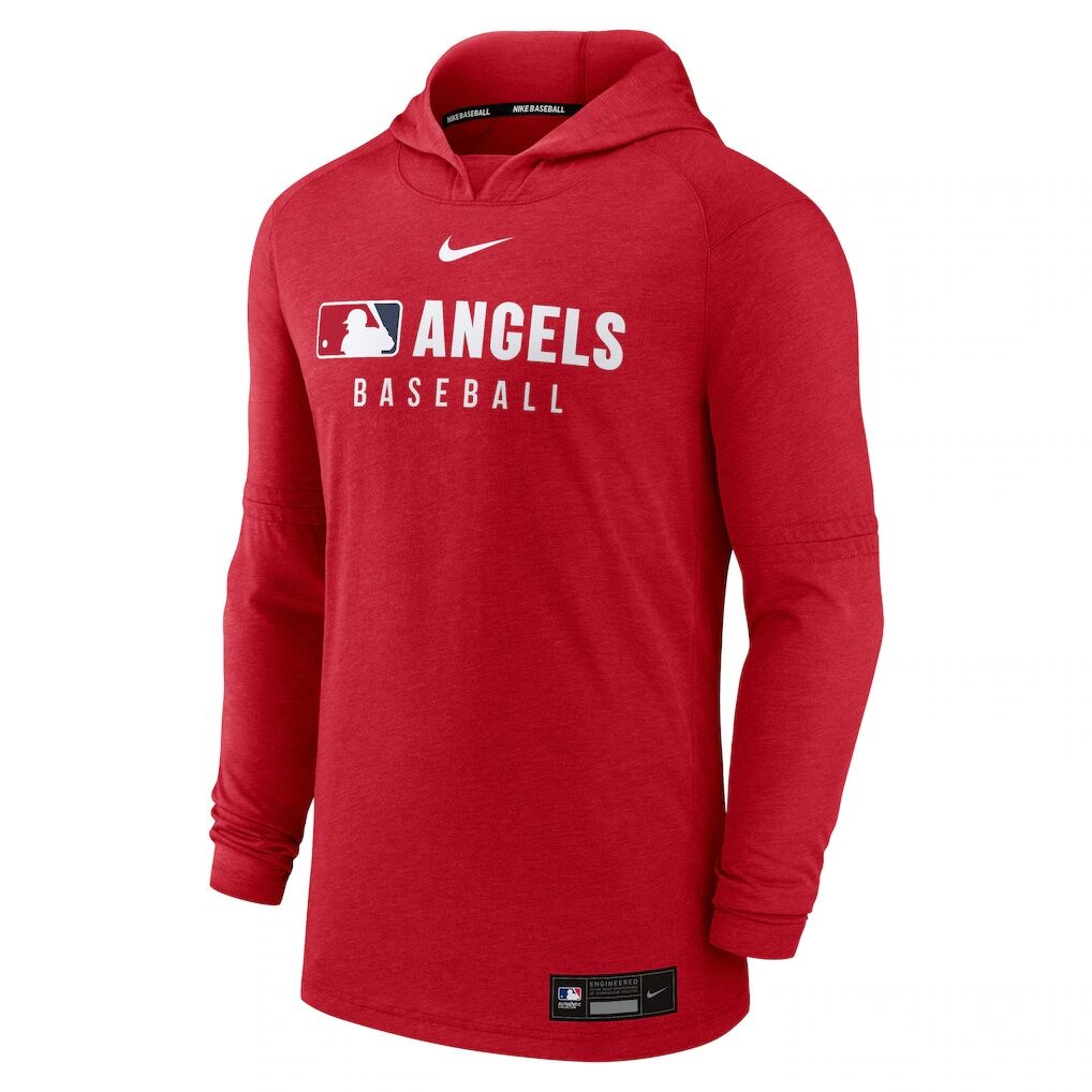 Los Angeles Angels Nike Authentic Collection Lightweight Dri-FIT Hoodie – Heather Red
