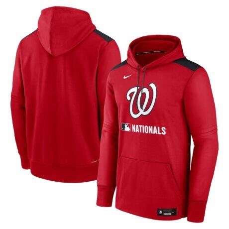 Washington Nationals Nike Authentic Collection Performance Pullover Hoodie - Red - Front View