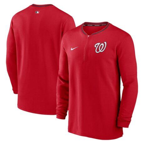 Washington Nationals Nike Authentic Collection Performance Half-Zip Top - Red - Front View