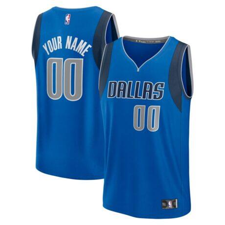 Dallas Mavericks Fashion7 Youth Fast Break Custom Replica Jersey - Blue - - Front View