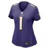 Number 1 Bride Baltimore Ravens Nike Women's Game Jersey - Purple - Side View
