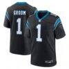 Number 1 Groom Carolina Panthers Nike Game Jersey - Black - Front View