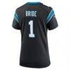 Number 1 Bride Carolina Panthers Nike Women's Game Jersey - Black - Detail View