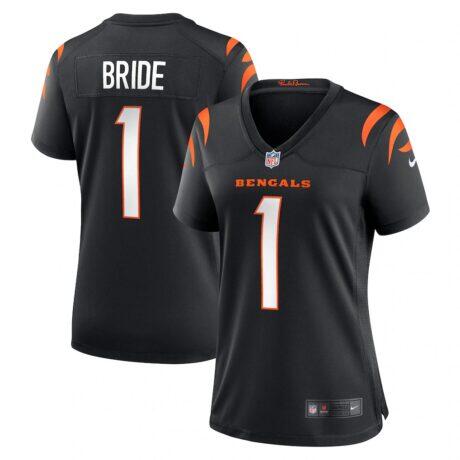 Number 1 Bride Cincinnati Bengals Nike Women's Game Jersey - Black - Front View