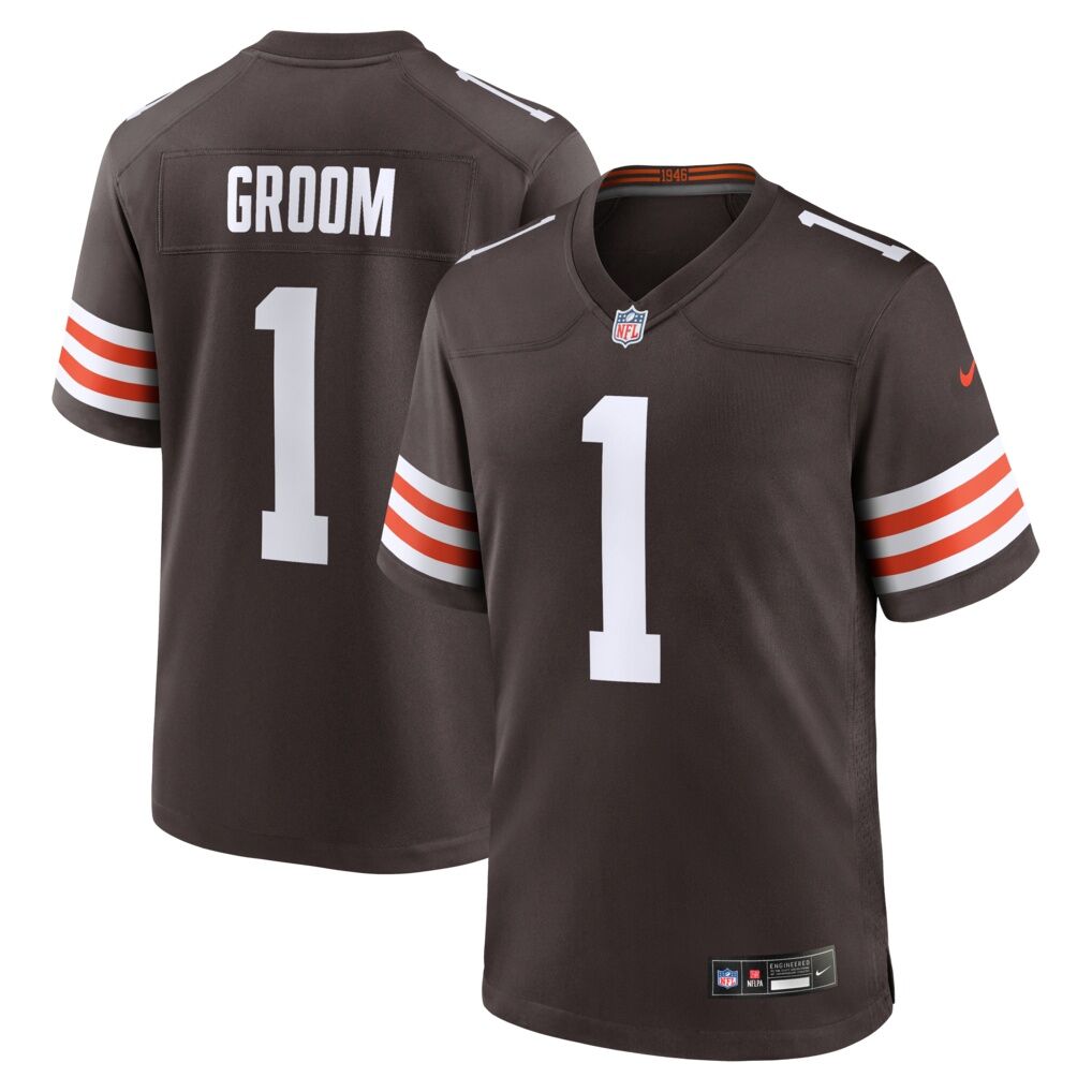 Number 1 Groom Cleveland Browns Nike Game Jersey