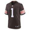 Number 1 Groom Cleveland Browns Nike Game Jersey - Brown - Side View
