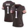 Number 1 Bride Cleveland Browns Nike Women's Game Jersey - Brown - Front View