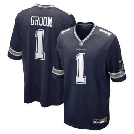 Number 1 Groom Dallas Cowboys Nike Game Jersey - Navy - Front View
