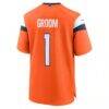 Number 1 Groom Denver Broncos Nike Game Jersey - Orange - Detail View