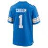 Number 1 Groom Detroit Lions Nike Game Jersey - Blue - Detail View