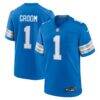 Number 1 Groom Detroit Lions Nike Game Jersey - Blue - Front View